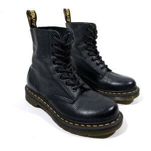 Dr. Martens 1460 Black Pascal Virginia Leather Combat Boots 5 90s Y2k Grunge